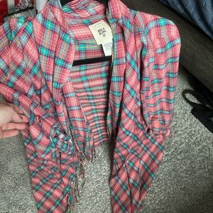 Billabong Plaid T Shirt Cardigan